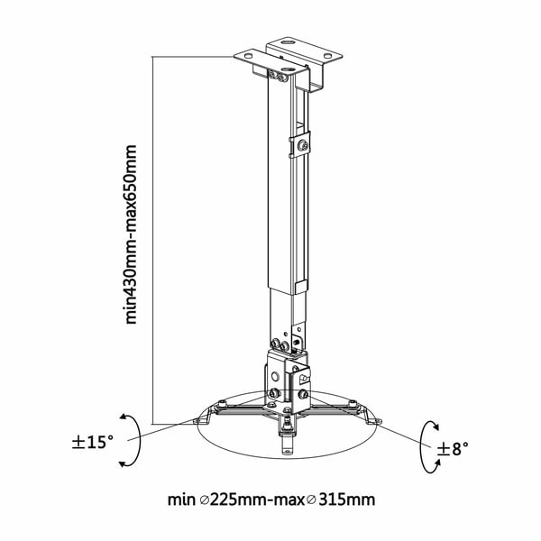 AISENS CWP01TSE-047 projektorfästen Innertak/vägg Svart