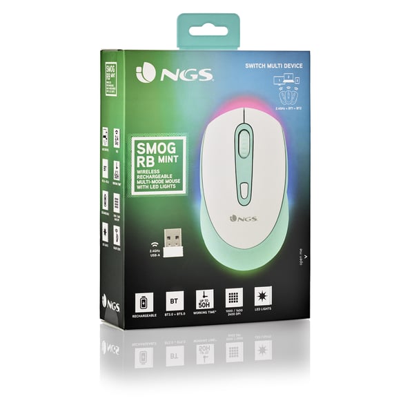 NGS SMOG MINT-RB hiiri Pelaaminen Molempikätinen RF Wireless + Bluetooth Optinen 2400 DPI