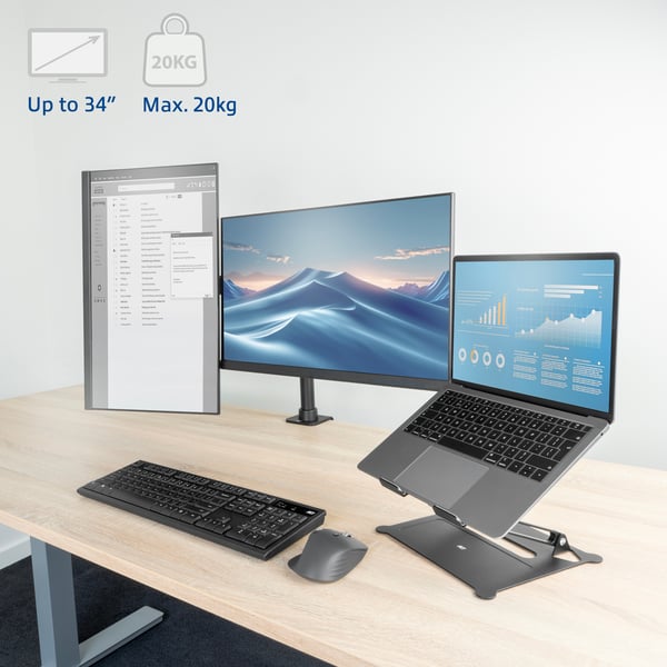 ACT AC8326 skærmbeslag og -stativer 86,4 cm (34") Skrivebord Sort