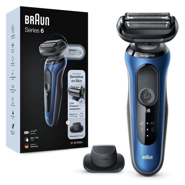 Braun Series 6 61-B1200s Folierakapparat Trimmer Svart, Blå