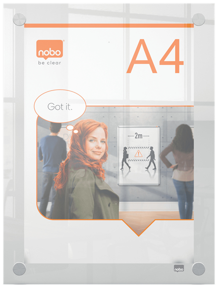 Nobo Premium Plus A4 klar akryl plakatramme til vægmontering