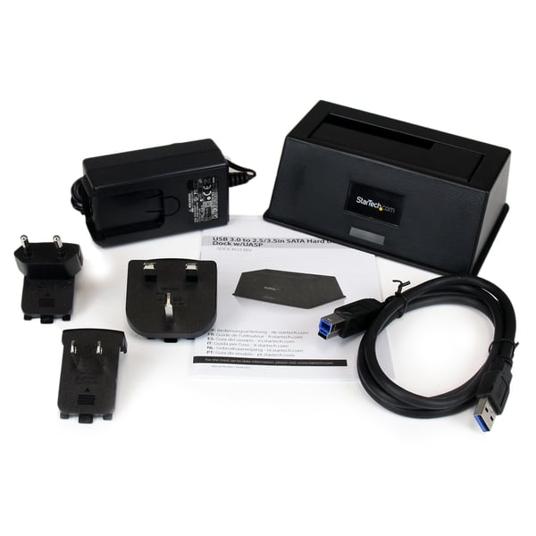 StarTech.com Dockningsstation för USB 3.0- till SATA-hårddiskar med ett enda fack, USB 3.0-hårddiskdockning (5 Gbps), extern 2,5/3,5 tums SATA I/II/III-hårddiskar/SSD-dockningsstation, hårddiskfack med toppladdning