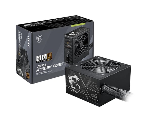 MSI MAG A750BN PCIE5 II strömförsörjningsenheter 750 W 24-pin ATX ATX Svart