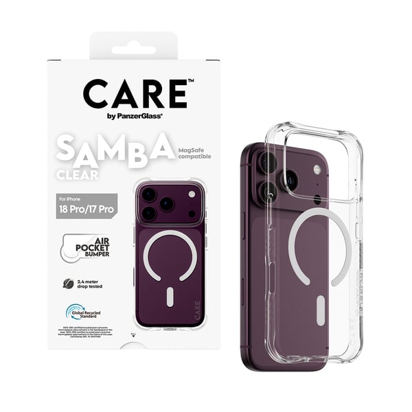 PanzerGlass CARE™ by ® Samba Case Transparent w. White MagSafe iPhone 2026 Pro | 17 Pro mobiltelefonfodral Mobilskal