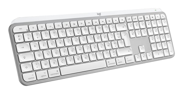 Logitech Master MX Keys S for Mac tangentbord Kontor Trådlös RF + Bluetooth AZERTY Fransk Aluminium, Vit