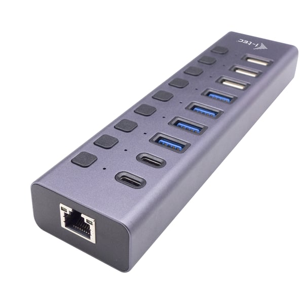 i-tec CACHARGEHUB9LANUK interface hub USB 2.0 Type-C 5000 Mbit/s Grå