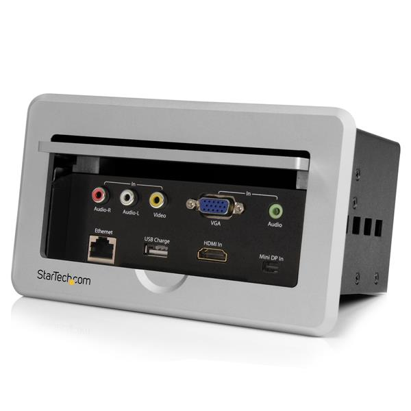 StarTech.com Anslutningslåda för konferensbord – HDMI/VGA/Mini DisplayPort till HDMI-utgång med USB-snabbladdningsport
