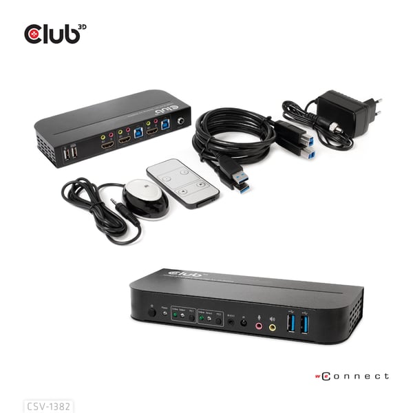 CLUB3D CSV-1382 KVM-switchar Svart