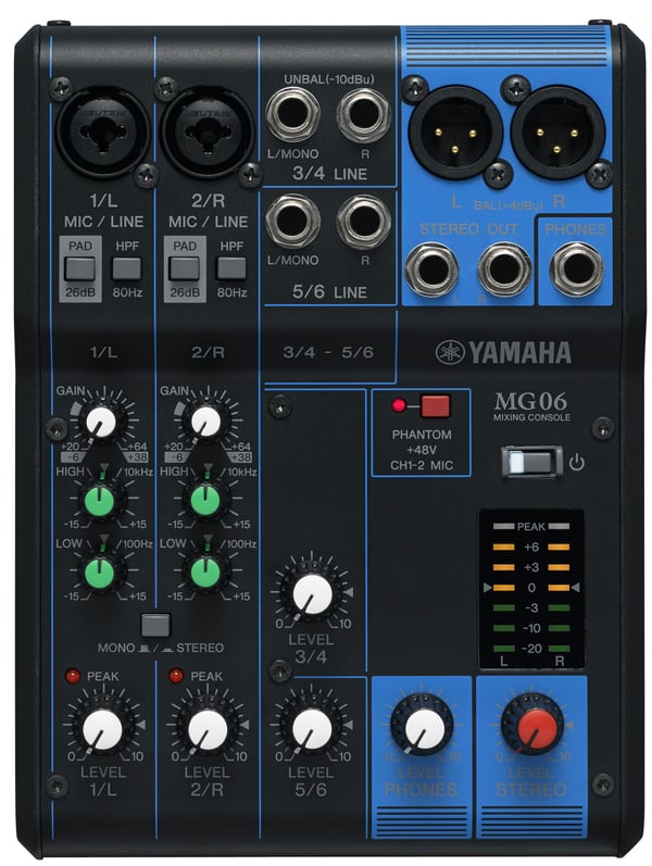 Yamaha MG06 ljudmixbord 6 kanaler Svart