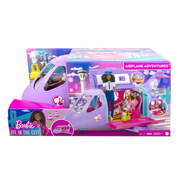 Barbie Life in the City Airplane Adventures-legesæt med pilotdukke og mere end 15 stk. tilbehør