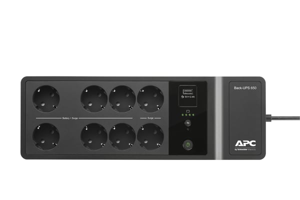 APC Back-UPS 650VA 230V 1 USB charging port - (Offline-) USV UPS-enhed Standby (offline) 0,65 kVA 400 W 8 AC stikkontakt(er)
