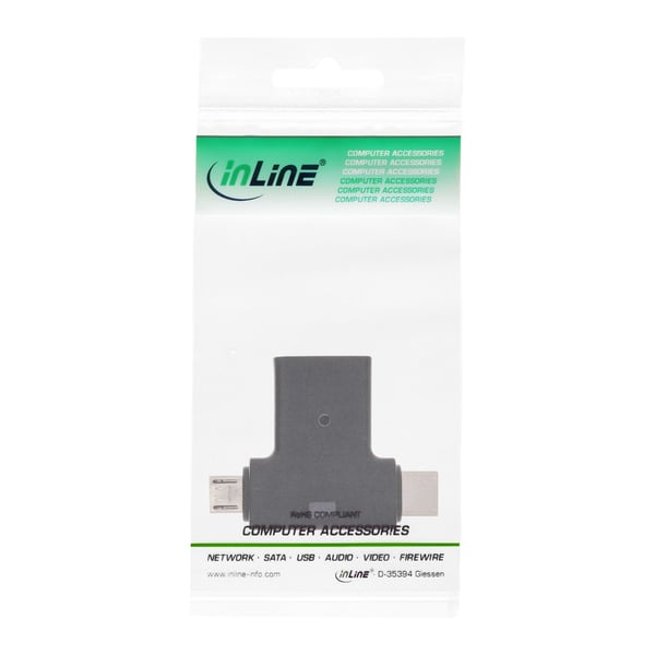 InLine 35804 kabelomvandlare (hane/hona) USB type C male / micro USB male USB Type C, Micro-USB Svart