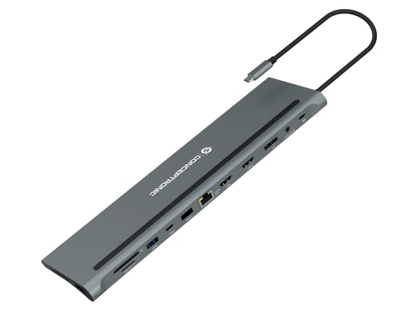 Conceptronic DONN17G dockningsstationer för bärbara datorer Kabel USB 3.2 Gen 1 (3.1 Gen 1) Type-C Grå