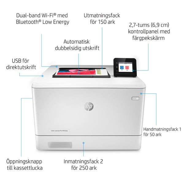 HP LaserJet Pro M454dw Trådlöst Färg Skrivare, Dubbelsidig