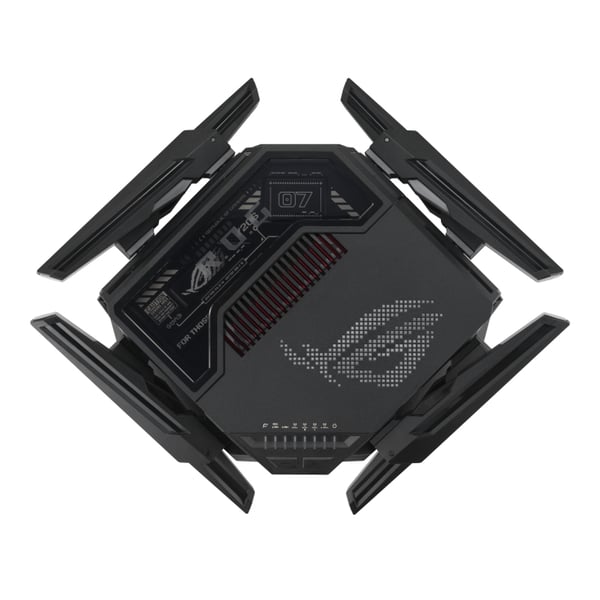 ASUS ROG Rapture GT-BE98 trådløs router 10 Gigabit Ethernet Quad-band (2.4 GHz / 5 GHz-1 / 5 GHz-2 / 6 GHz) Sort