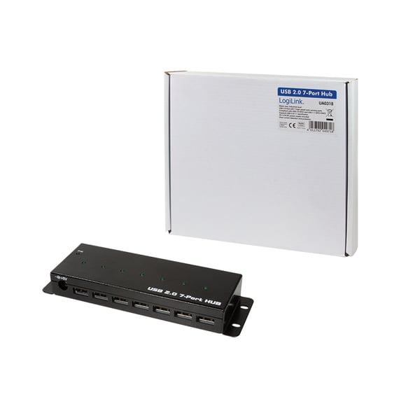 LogiLink UA0318 gränssnittshubbar USB 2.0 5000 Mbit/s Svart