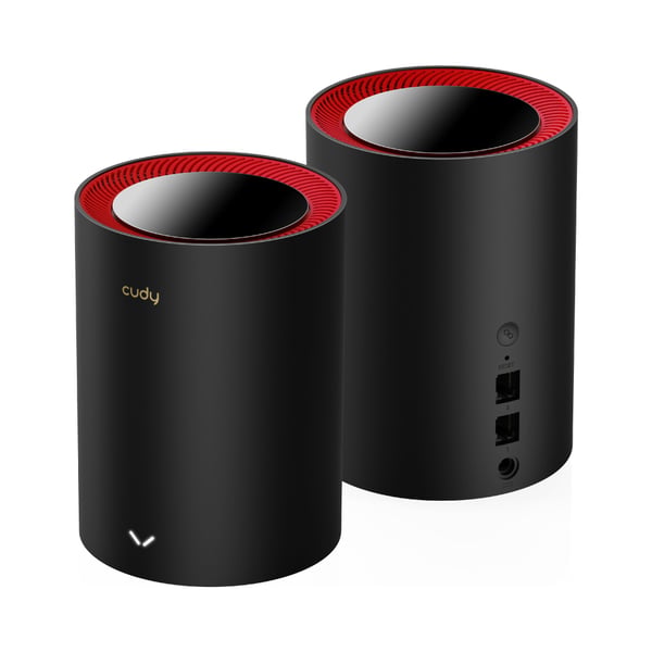 Cudy M3000 2-Pack Dual-band (2,4 GHz / 5 GHz) Wi-Fi 6 (802.11ax) Sort, Rød 1 Intern