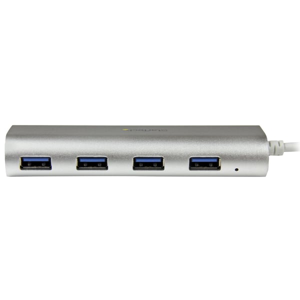StarTech.com Bärbar USB 3.0-hubb med 4 portar och inbyggd kabel - 5Gbps