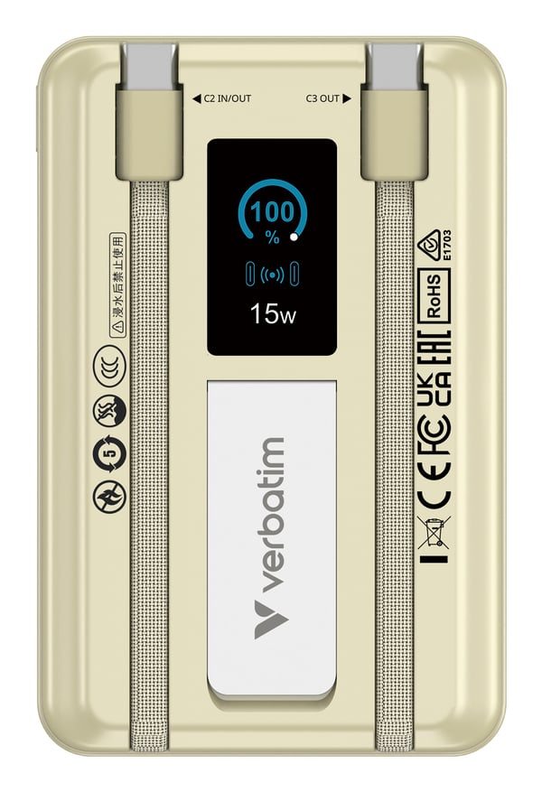 Verbatim Charge´n´Go Power Bank 2C & Display guld - 10.000 mAh