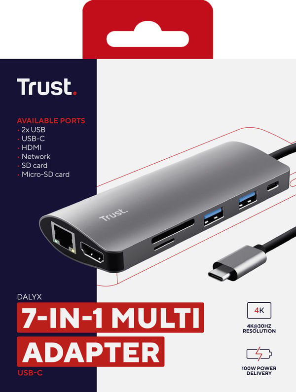 Trust Dalyx nätverkskort/adapters Intern HDMI, RJ-45, USB 3.2 Gen 1 (3.1 Gen 1)