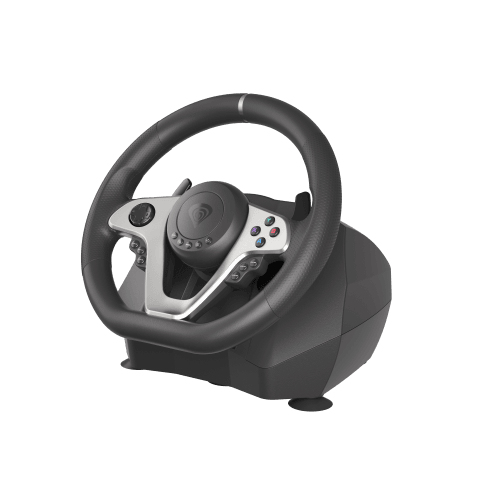 GENESIS Seaborg 400 Sort, Sølv USB Rat + Pedaler Nintendo Switch, PC, PlayStation 4, Playstation 3, Xbox 360, Xbox One, Xbox One S, Xbox One X