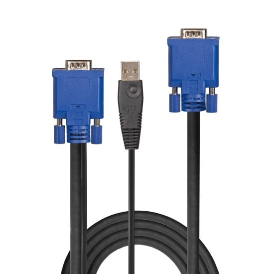 Lindy 32186 KVM-kablar Svart, Blå 2 m