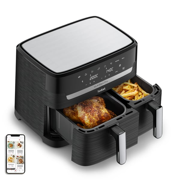 Tefal Dual Easy Fry & Grill EY9018 Dubbel 8,3 l Fristående Varmluftsfritös Svart
