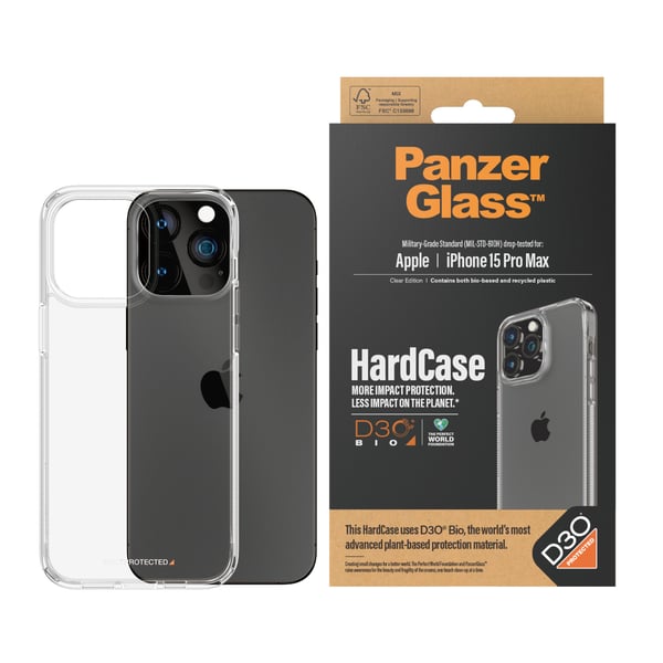 PanzerGlass ® HardCase Transparent w. D3O® iPhone 15 Pro Max mobiltelefonfodral Mobilskal