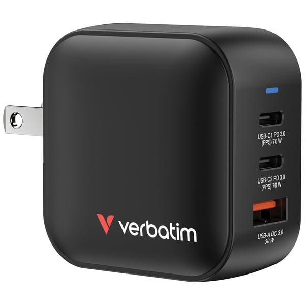 Verbatim Mini GaN Charger 70W Universal Svart AC Snabb laddning inomhus