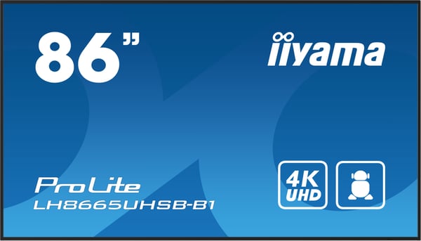 iiyama LH8665UHSB-B1 infonäyttö Kioskimalli 2,18 m (86") LED Wi-Fi 800 cd/m² 4K Ultra HD Musta Sisäänrakennettu prosessori Android 11 24/7