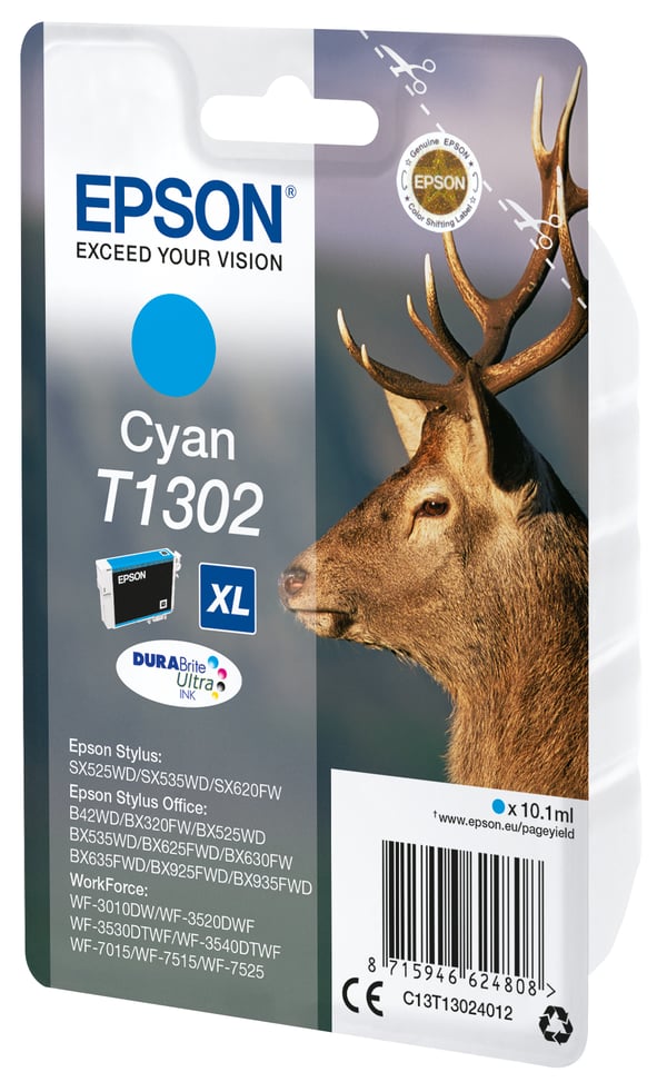 Epson Stag T1302 Peura DURABrite Ultra, yksittäispakkaus, syaani muste