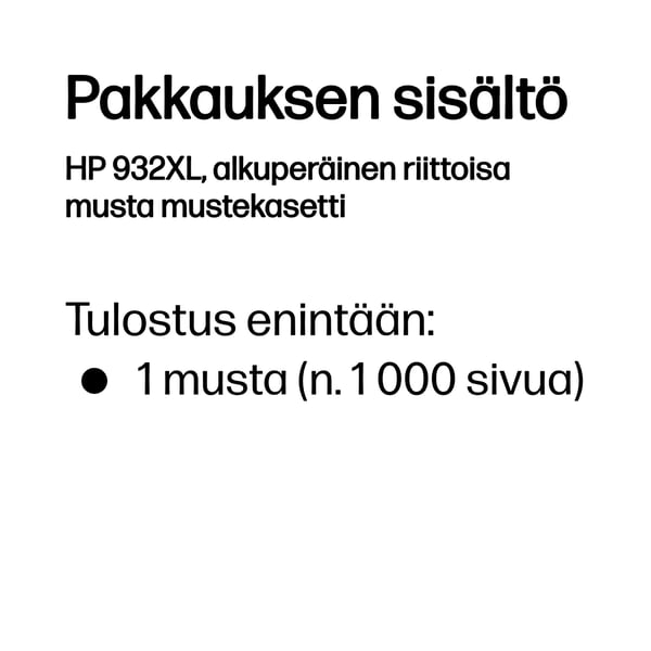 HP 932XL, alkuperäinen riittoisa musta mustekasetti