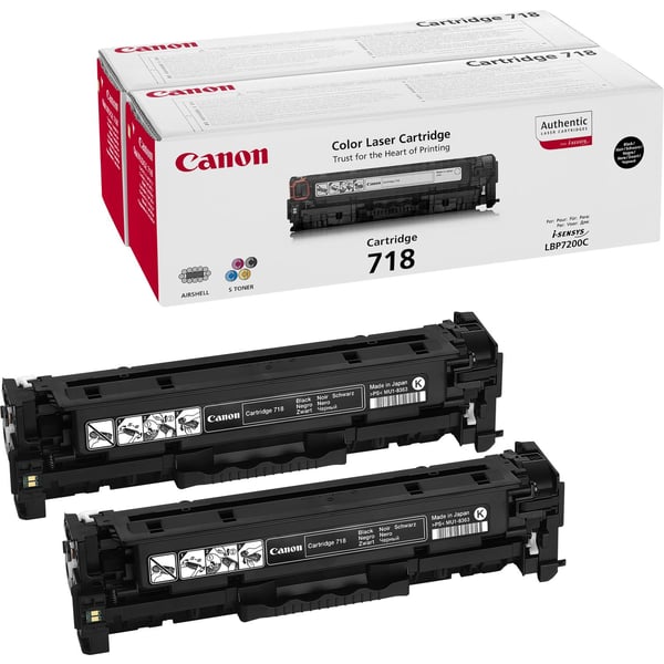 Canon CRG-718 Bk VP värikasetti 2 kpl Alkuperäinen Musta Canon CRG-718 Bk VP värikasetti 2 kpl Alkuperäinen Musta