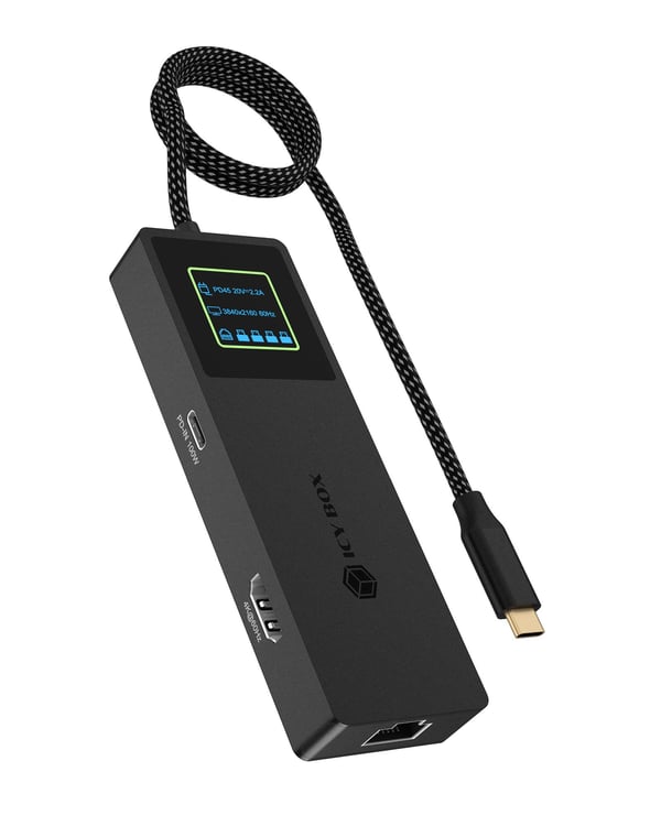 ICY BOX Spade Dock 4038 Kabel USB 3.2 Gen 2 (3.1 Gen 2) Type-C Svart