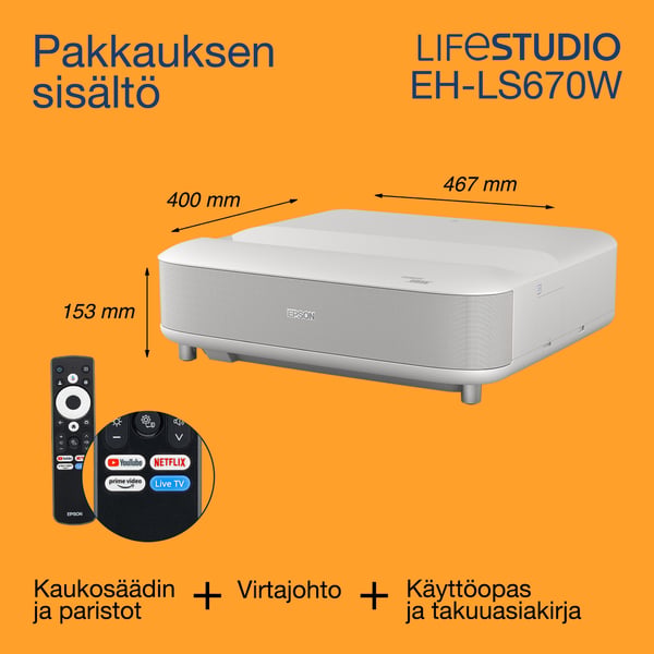 Epson Lifestudio Grand EH-LS670W – timantinvalkoinen