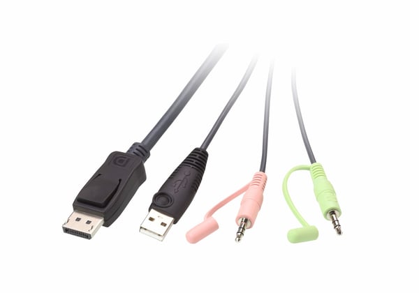ATEN 2-portars KVM-switch med USB DisplayPort-kabel och fjärrportsväljare