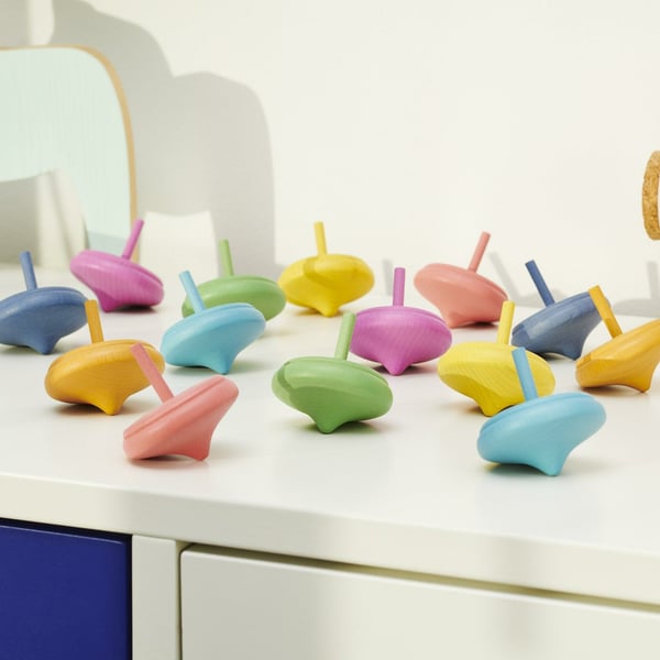 Tickit Rainbow Wooden Spinning Tops
