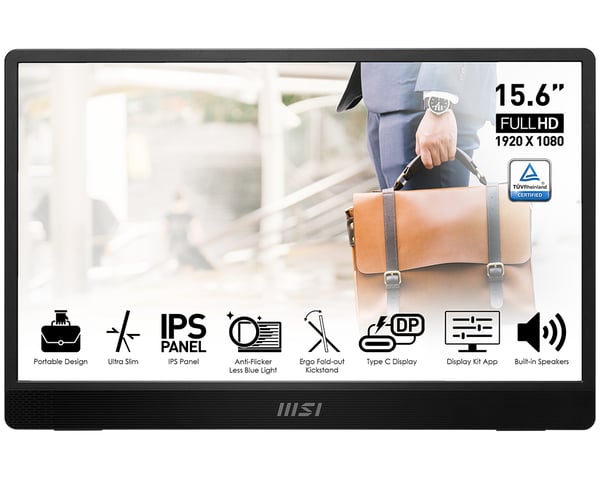 MSI Pro MP161DE tietokoneen litteä näyttö 39,6 cm (15.6") 1920 x 1080 pikseliä Full HD LED Musta MSI Pro MP161DE tietokoneen litteä näyttö 39,6 cm (15.6") 1920 x 1080 pikseliä Full HD LED Musta