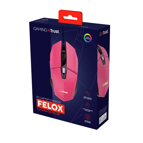 Trust GXT 109P FELOX hiiri Pelaaminen Molempikätinen USB A-tyyppi 6400 DPI