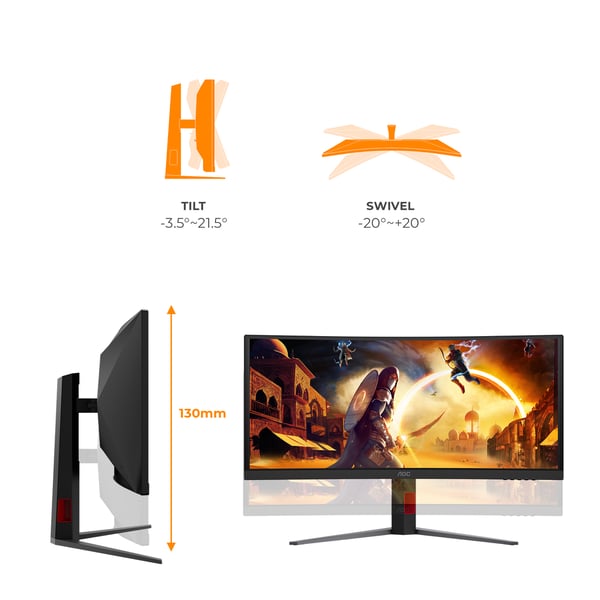 AOC G4 CU34G4ZCA platta pc-skärmar 86,4 cm (34") 3440 x 1440 pixlar Wide Quad HD Svart, Röd