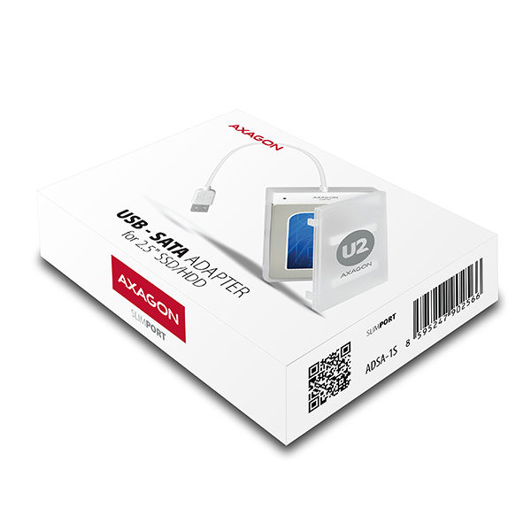 Axagon ADSA-1S Hölje för lagringsenheter HDD- / SSD kabinett Vit 2.5"