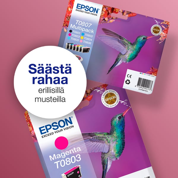 Epson Hummingbird Yksittäispakkaus, syaani T0802 Claria Photographic -muste
