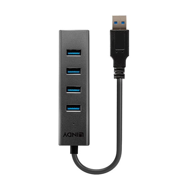 Lindy 43324 gränssnittshubbar USB 3.2 Gen 1 (3.1 Gen 1) Type-A 5000 Mbit/s Svart