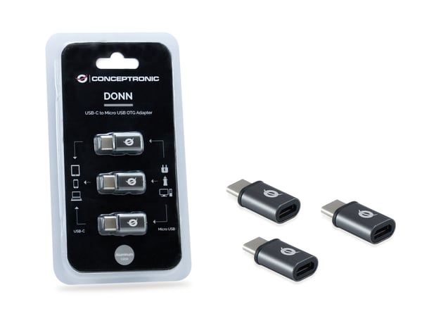 Conceptronic DONN05G kabelomvandlare (hane/hona) USB 2.0 Type-C USB 2.0 Micro Svart