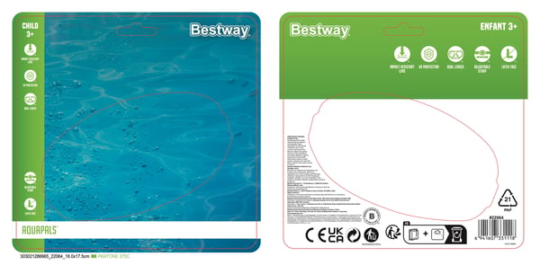 Bestway 22064 / 23 laitesukellus maski Polykarbonaatti Valikoidut värit Lapsi