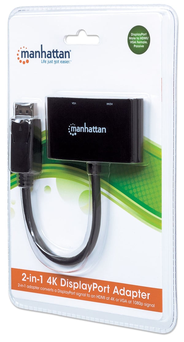 Manhattan 152587 videokabel adapter 0,16 m DisplayPort HDMI/VGA Sort