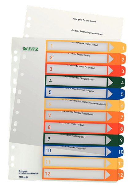 Esselte 12940000 faneskiller Numerisk faneindeks Polypropylen (PP) Flerfarvet