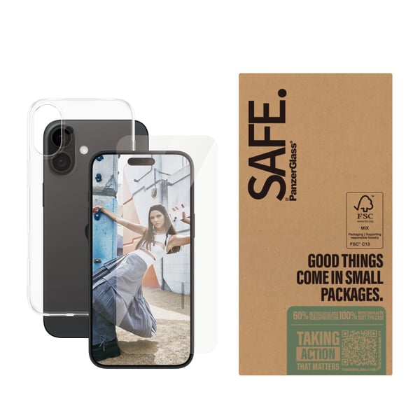 PanzerGlass SAFE. by ® 2-in-1 Protection Bundle iPhone 16 Plus | Bulk Kirkas näytönsuoja Apple 50 kpl