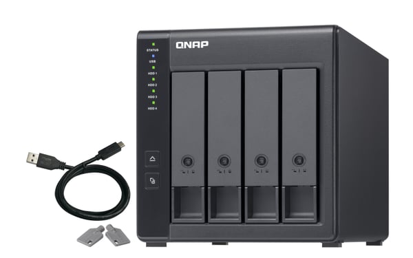 QNAP TR-004 tallennusaseman kotelo HDD-/SSD-kotelo Musta 2.5/3.5"