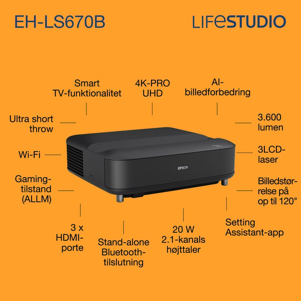 Epson Lifestudio Grand EH-LS670B – Metallisk sort